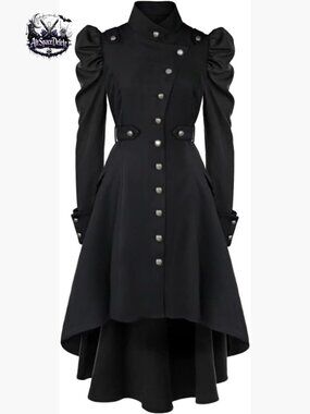 Slim Fit Long Trench Jacket Medieval Gothic Victorian Tuxedo Style